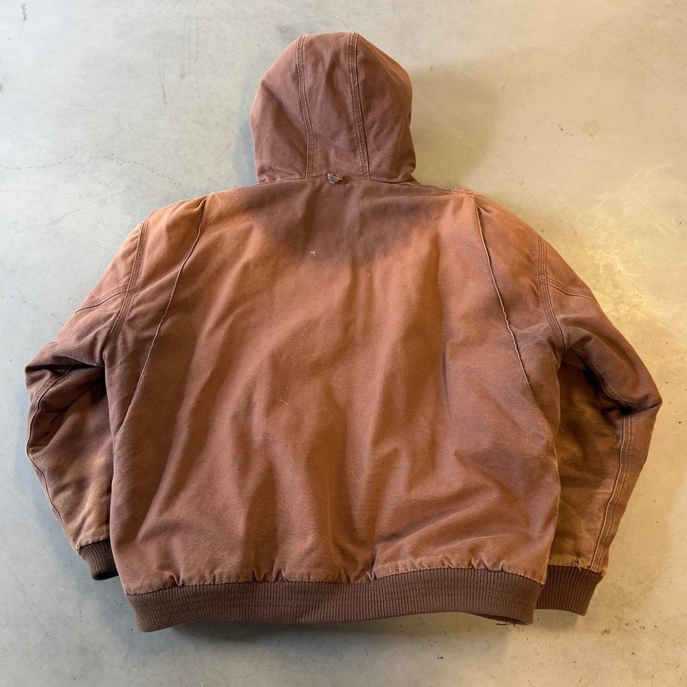 Vintage faded earth tone brown quilt lined Carhartt style work jacket - Picture 3 of 5
